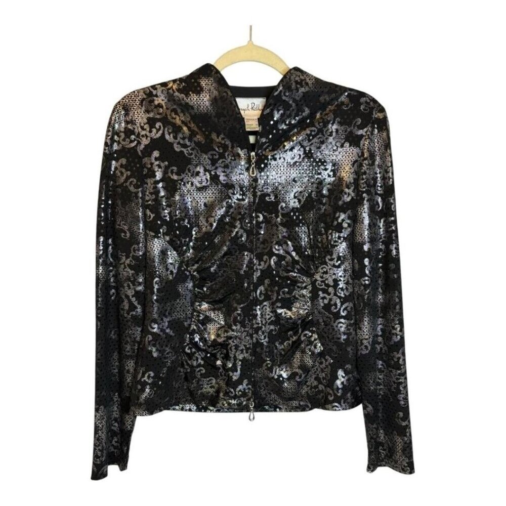 Joseph Ribkoff Jacket vintage Blazer jacket women's Size US 10 black pewter